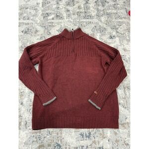 Columbia Mens Burgundy Red 100% Cotton Quarter Zip Ribbed Sweater AM2727 Large